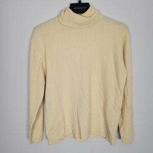 Vintage Field Manor 100% Cashmere Turtleneck Sweater Large Yellow Quiet Luxury
